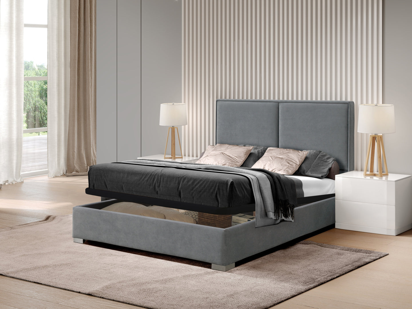 Pesukastiga Voodi Carmina 180X200Cm Velvet Gl18 Silver Eritellimus Pesukastiga