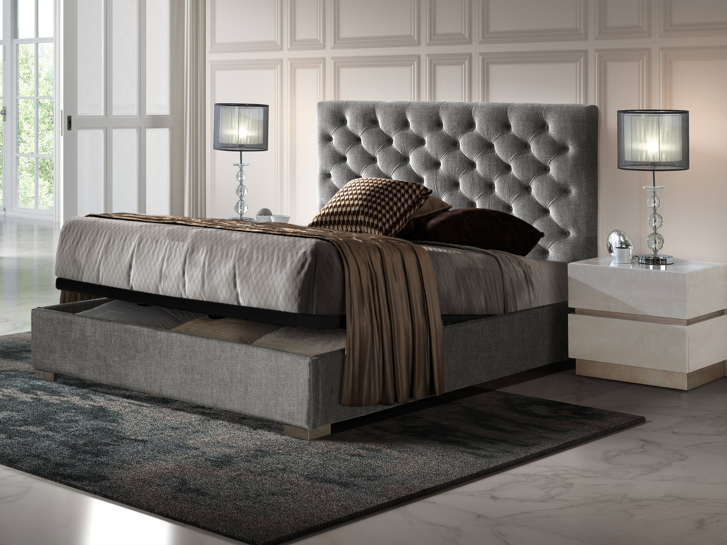 Pesukastiga Voodi Gala 140X200Cm Savana Light Grey Eritellimus Pesukastiga