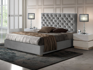 Pesukastiga voodi Gala 160x200cm Velvet Gl18 Silver